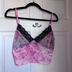 PrettyLittleThing Pink and Black Floral Camisole